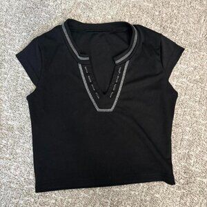 SHEIN Women's Black Crop-top